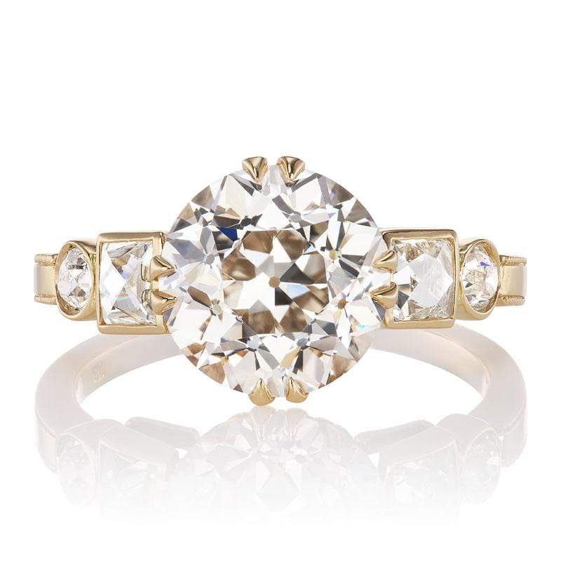 Peach Colored 3.18 ct Transitional Cut Diamond Ring