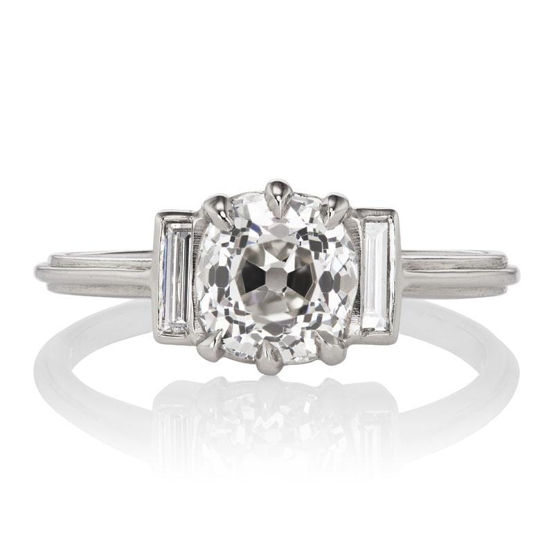 Old Mine Cut Diamond Engagement Ring in 6-prong Platinum Setting