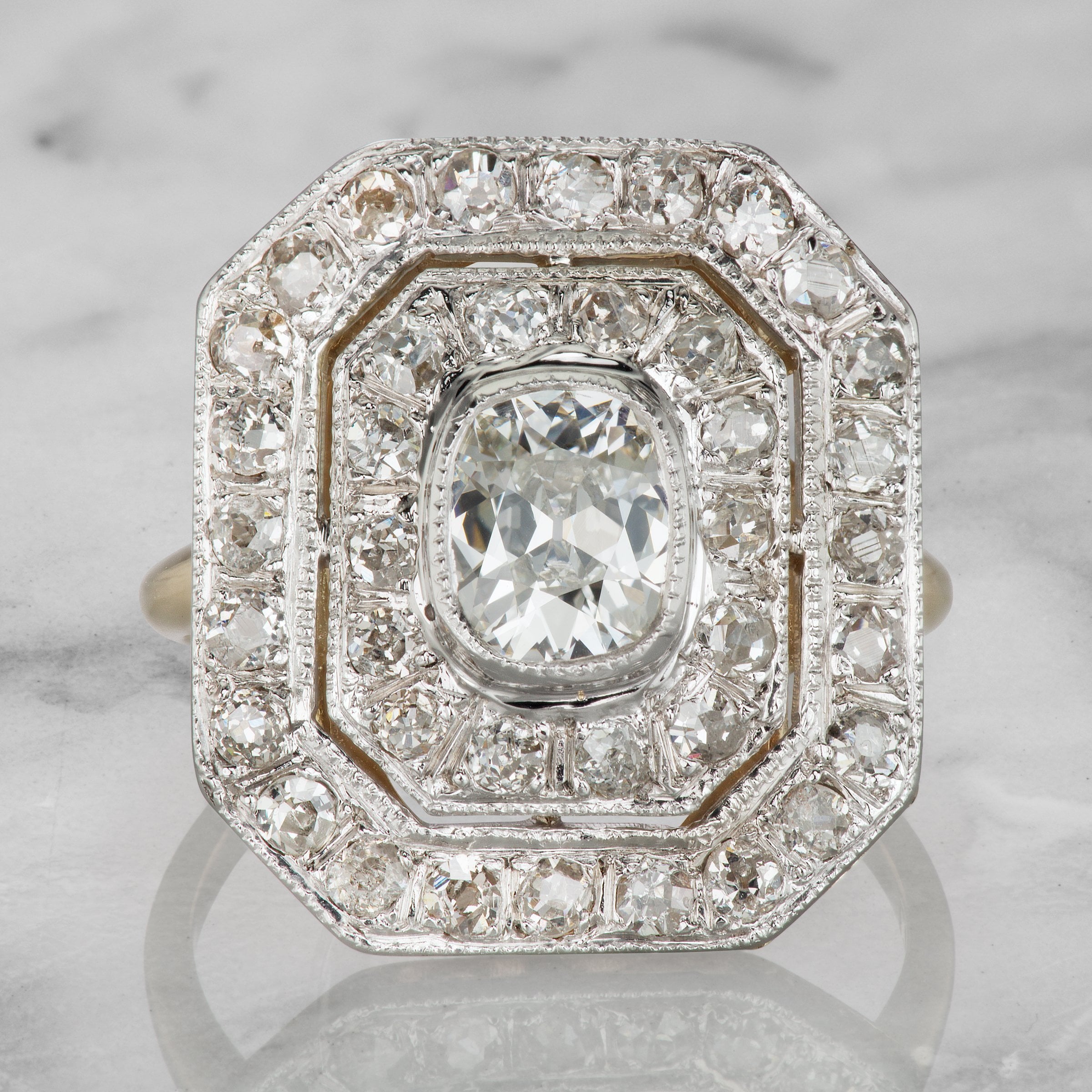 Yellow Gold Double Halo Engagement Ring Circa 1910 | Victor Barbone