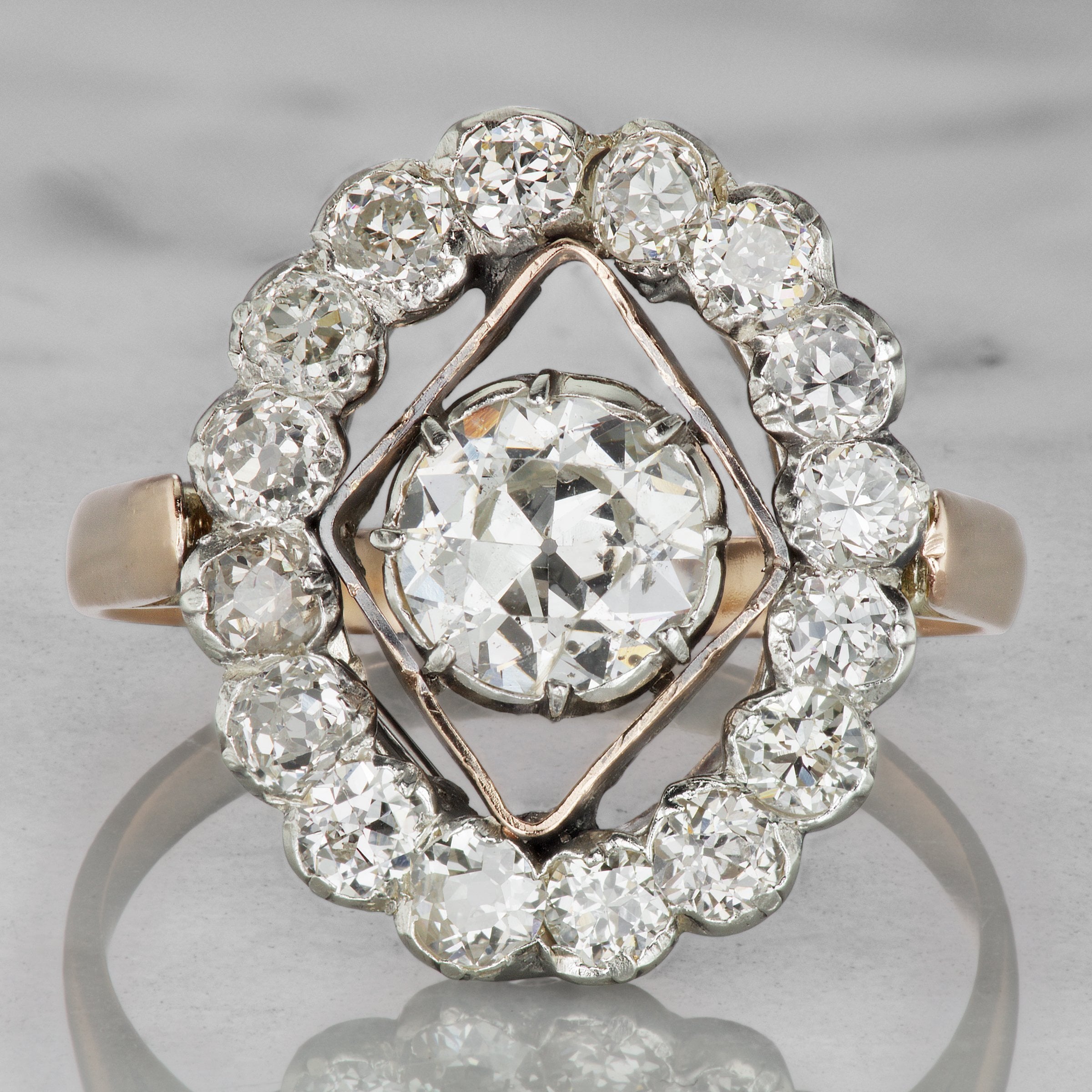 Unique Yellow Gold Halo Engagement Ring Circa 1905 | Victor Barbone