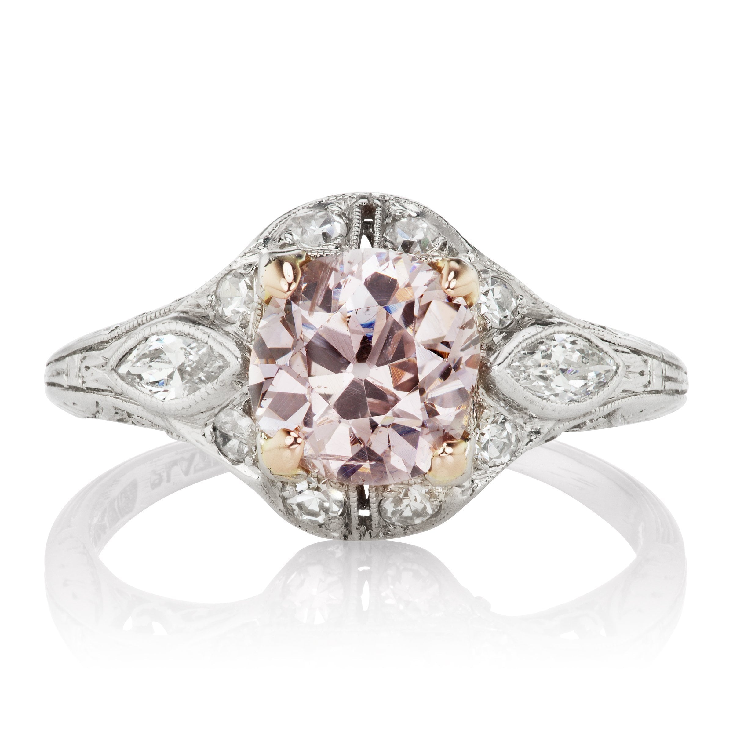 Fancy Pink Diamond Engagement Ring Circa 1915 | Victor Barbone