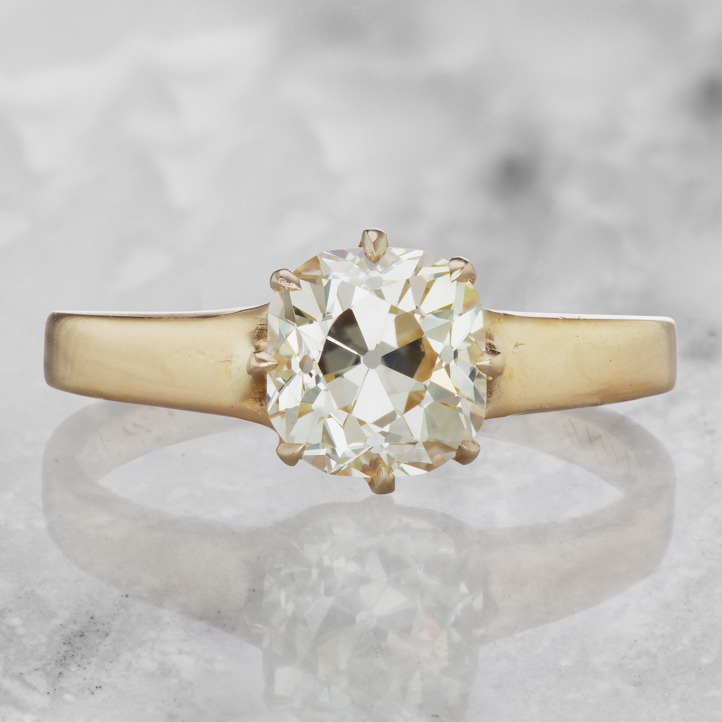 Vintage Matte Gold Engagement Ring Circa 1929 | Victor Barbone