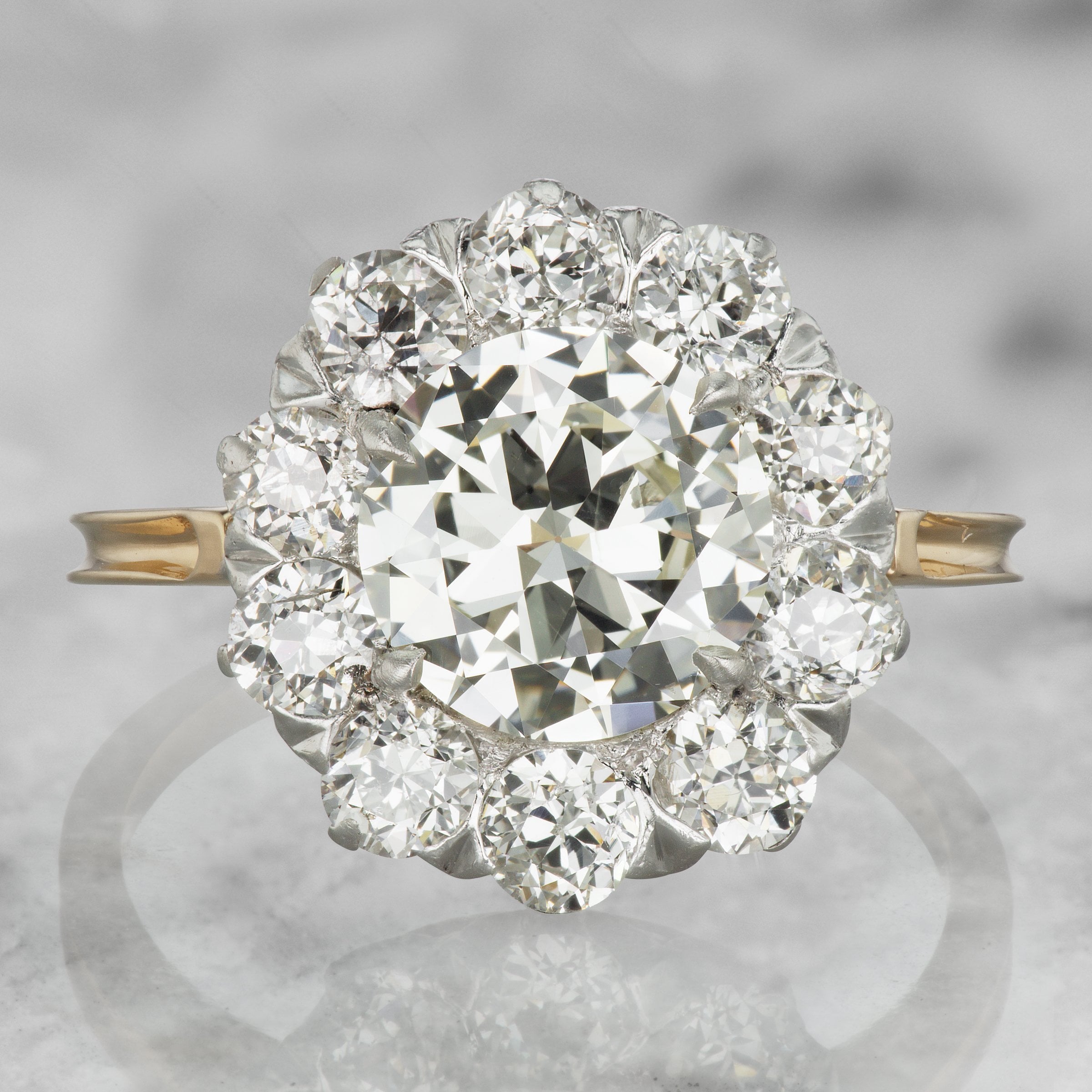 Large Diamond Cluster Engagement Ring Circa 1910 | Victor Barbone