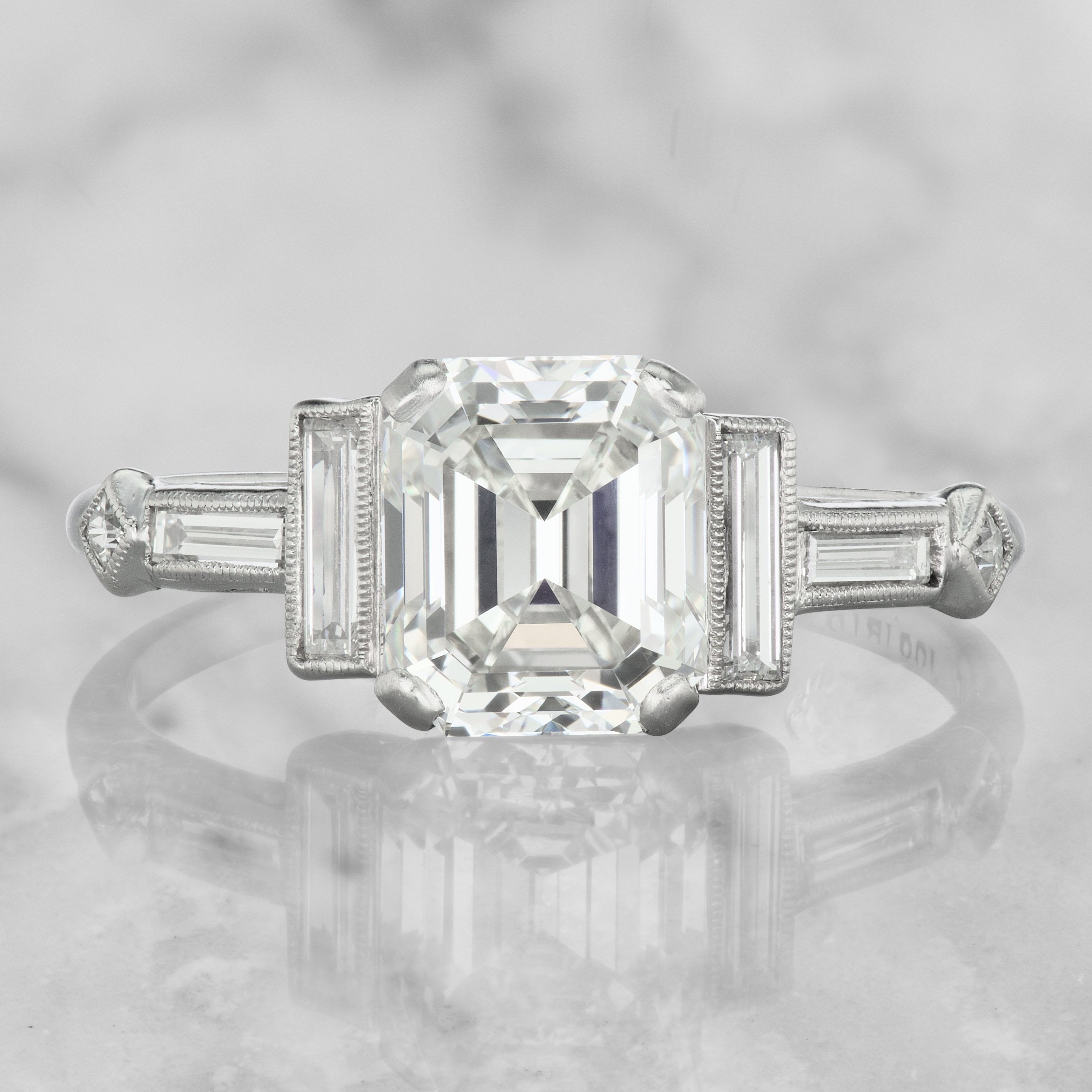 Emerald Cut Diamond Engagement Ring With Baguettes | Victor Barbone