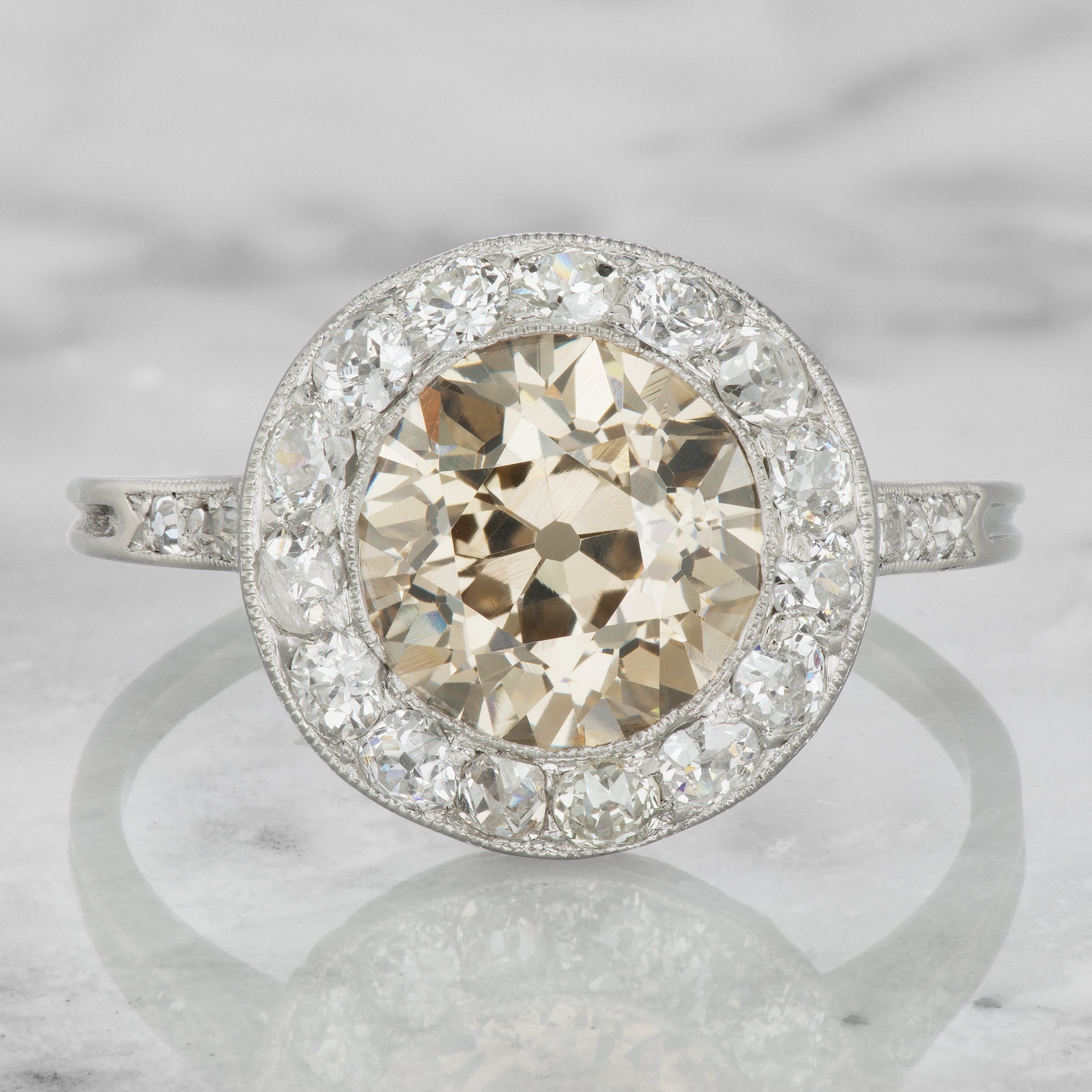Brown Diamond Halo Engagement Ring Circa 1915 | Victor Barbone