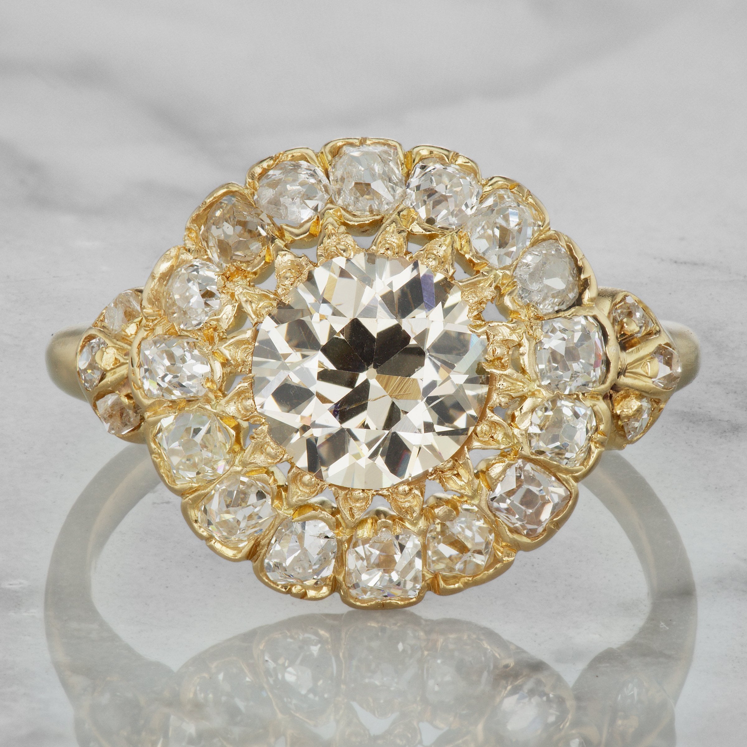 Diamond Cluster Engagement Ring Yellow Gold | Victor Barbone