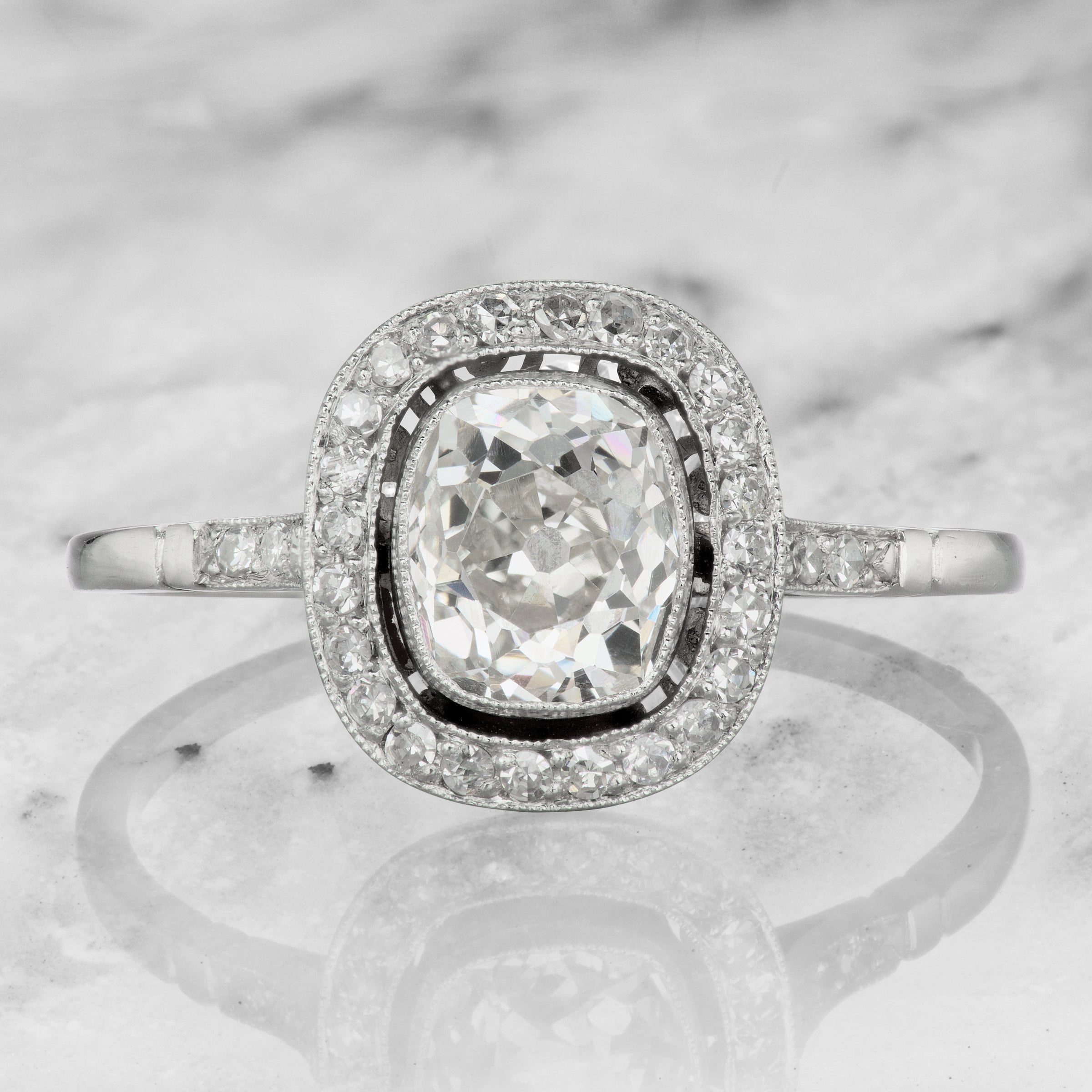 Thin Halo Engagement Ring Circa 1915 | Victor Barbone