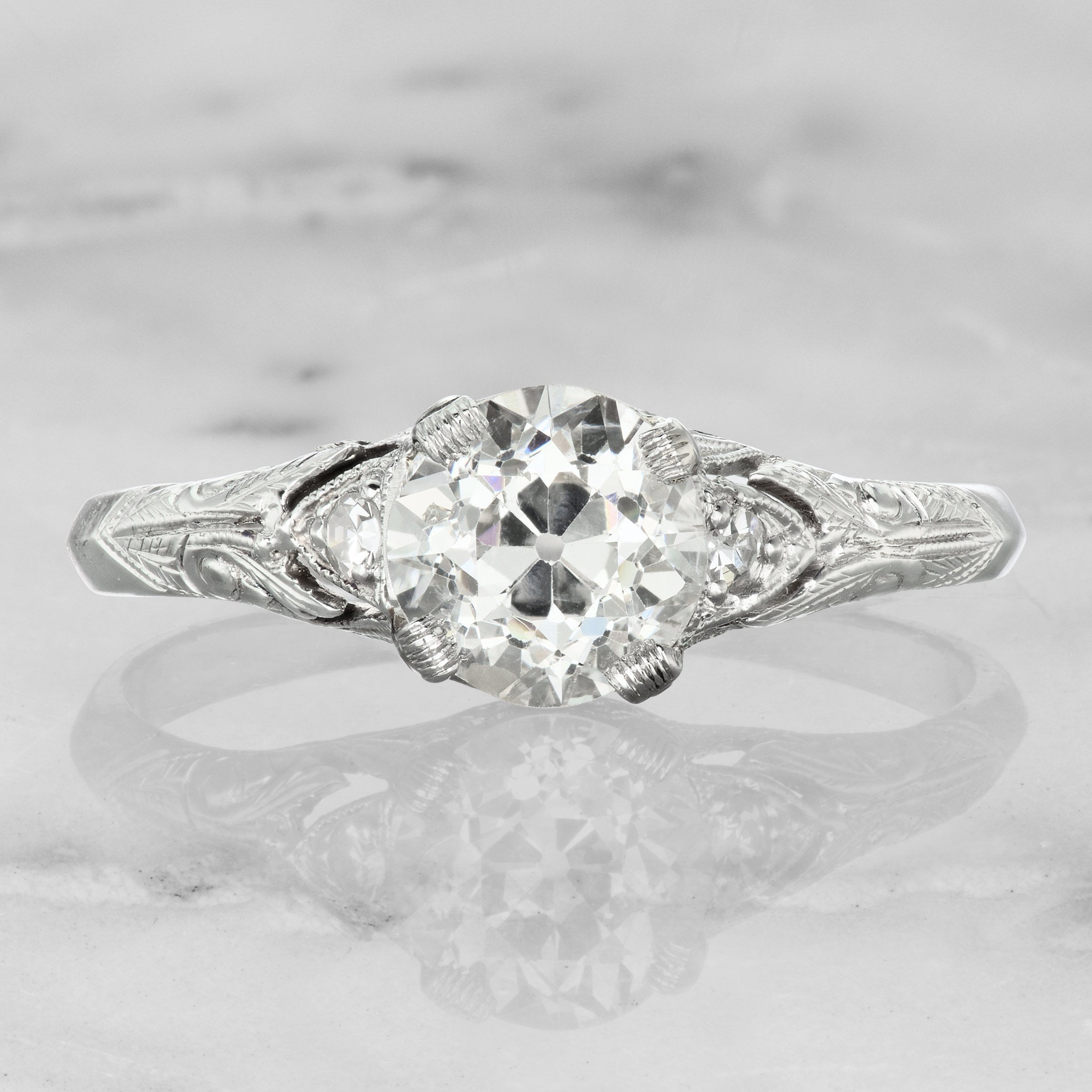 Detailed Engagement Ring - Old European Cut Diamond | Victor Barbone