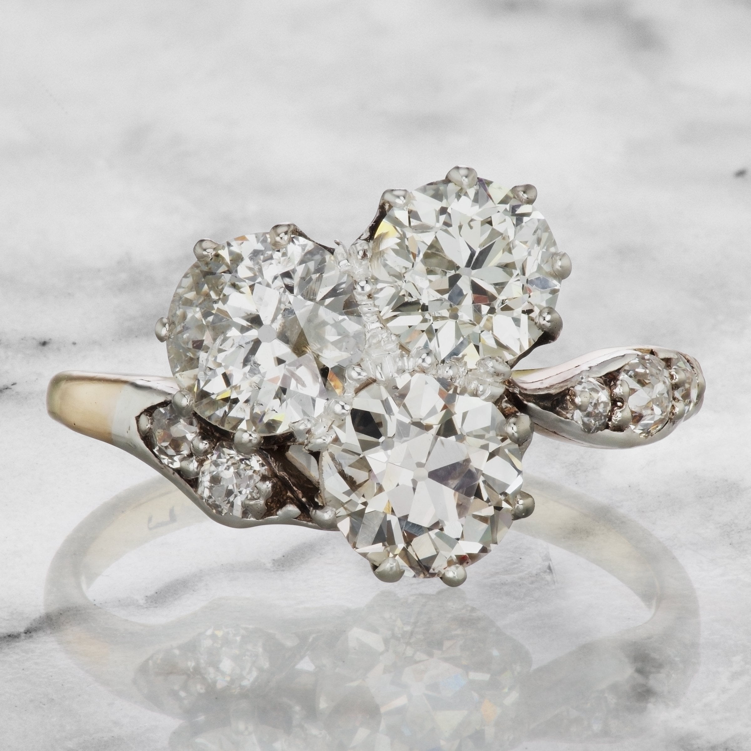 Yellow Gold Three Stone Engagement Ring Circa 1910 | Victor Barbone