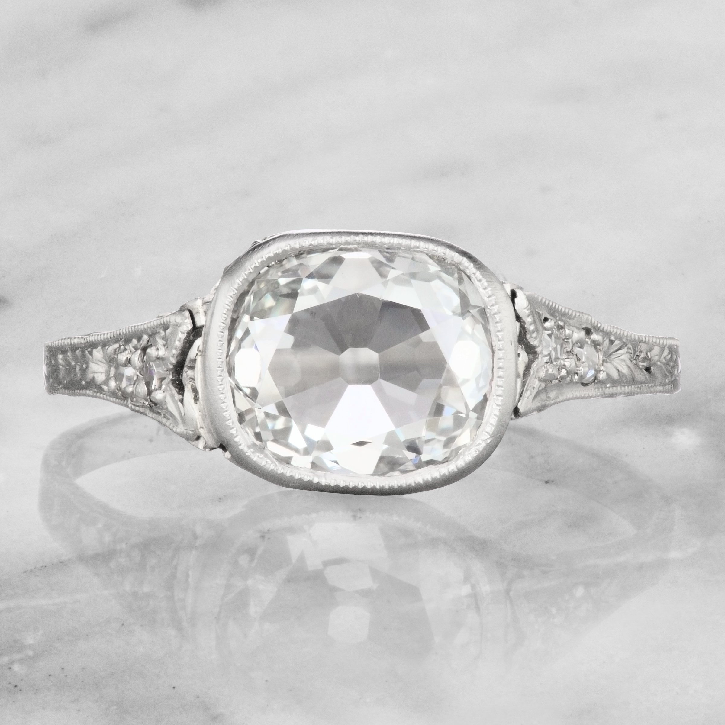 Vintage Flat Diamond Engagement Ring Circa 1915 | Victor Barbone