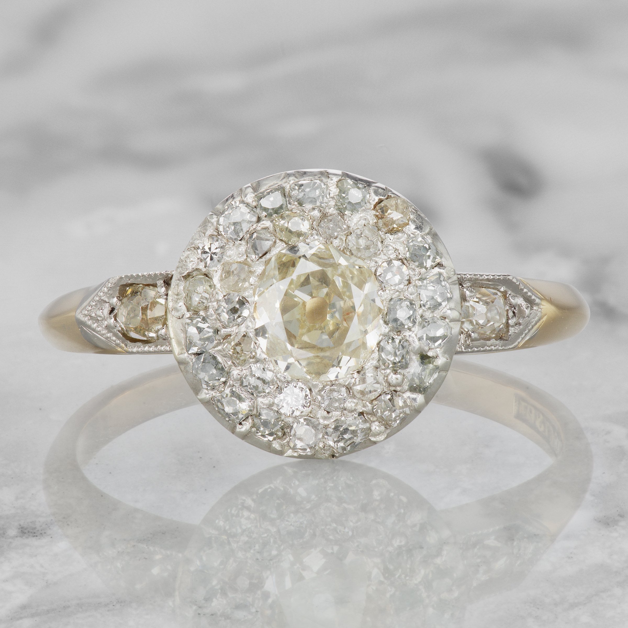 Two Tone Double Halo Engagement Ring Circa 1905 | Victor Barbone