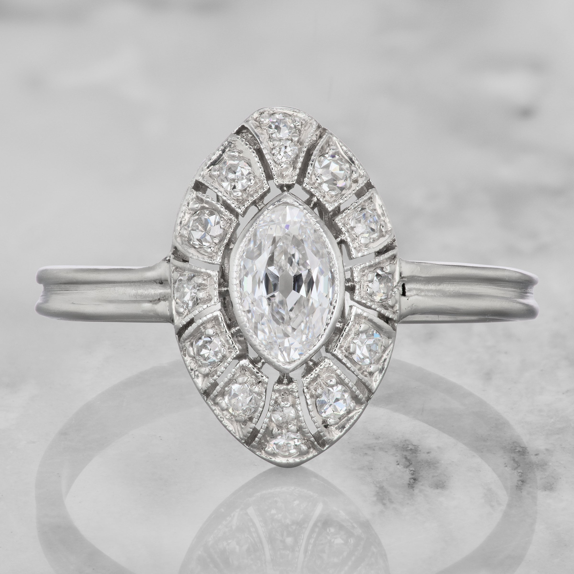 Marquise Halo Setting Engagement Ring | Victor Barbone