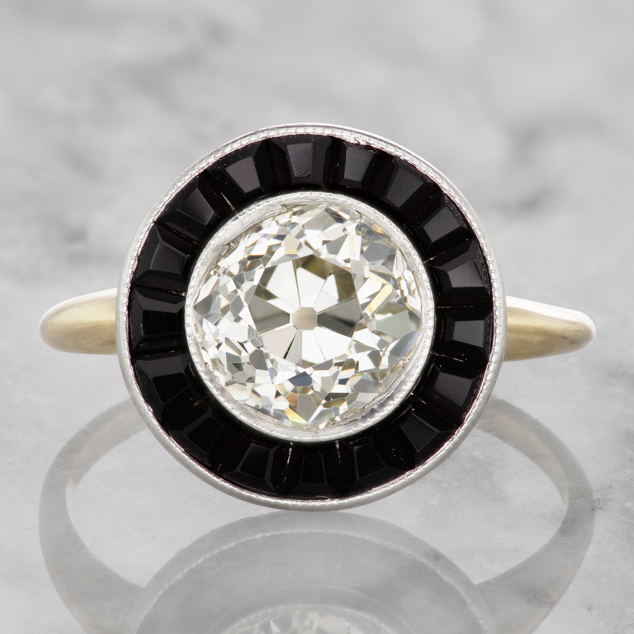 Onyx Halo Engagement Ring Circa 1920 - J.E. Caldwell | Victor Barbone