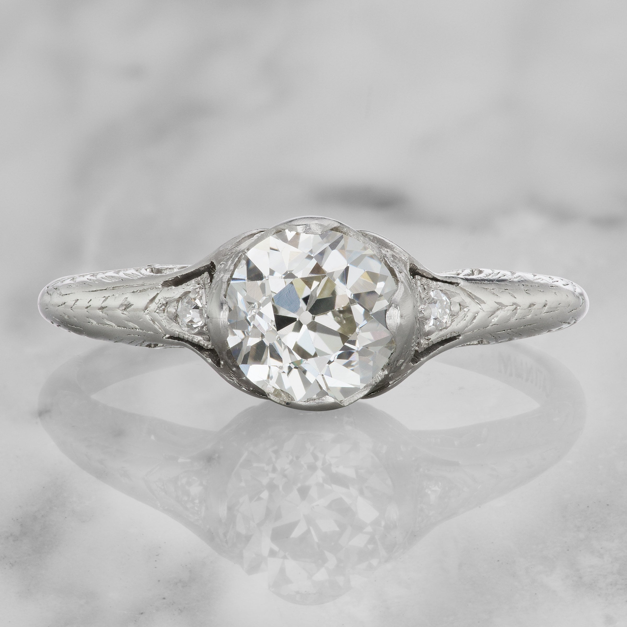 1 Carat Platinum Engagement Ring Circa 1920 | Victor Barbone