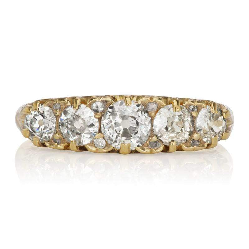 Antique Yellow Gold 5 Diamond Engagement Ring