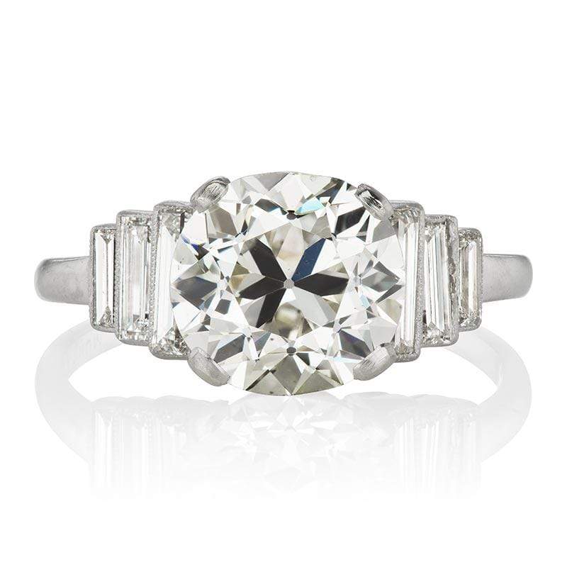 Art Deco Diamond Engagement Ring with Baguettes