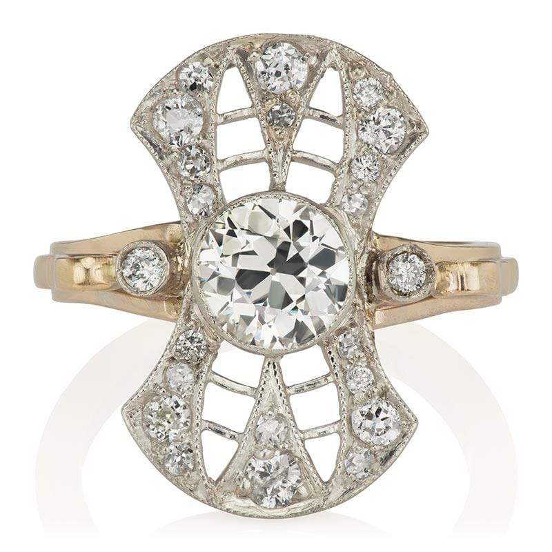 Unique Art Deco Bezel Set Diamond Cocktail Ring
