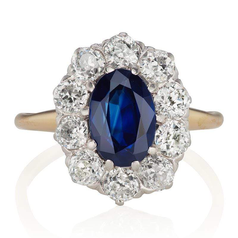 Edwardian Oval Sapphire Halo Engagement Ring