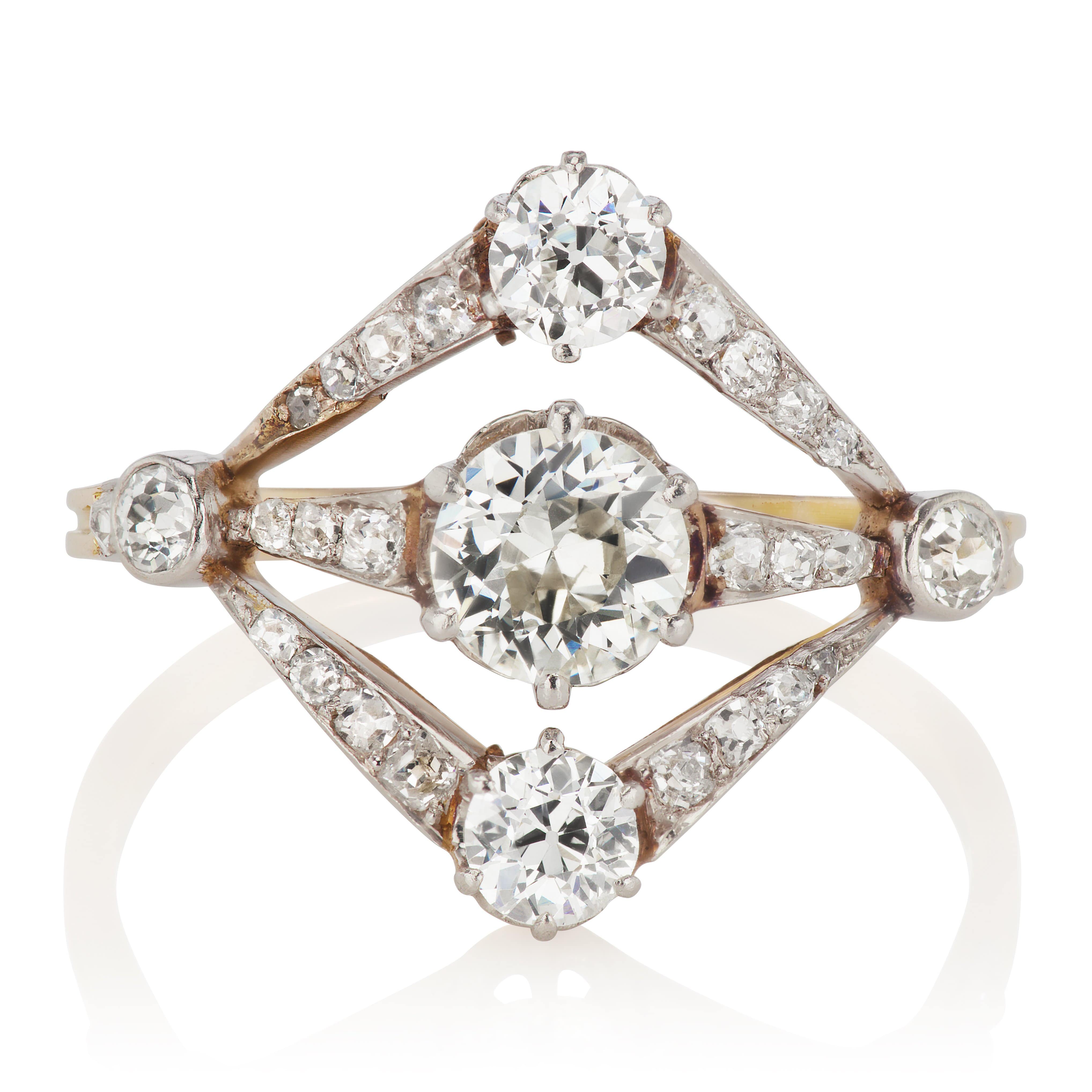 Unique Vintage Belle Epoque Diamond Engagement Ring