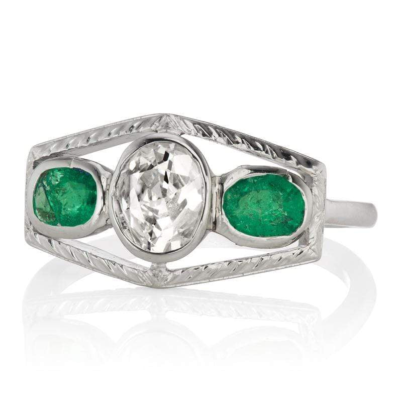 Diamond + Emerald Ring diamond engagement ring