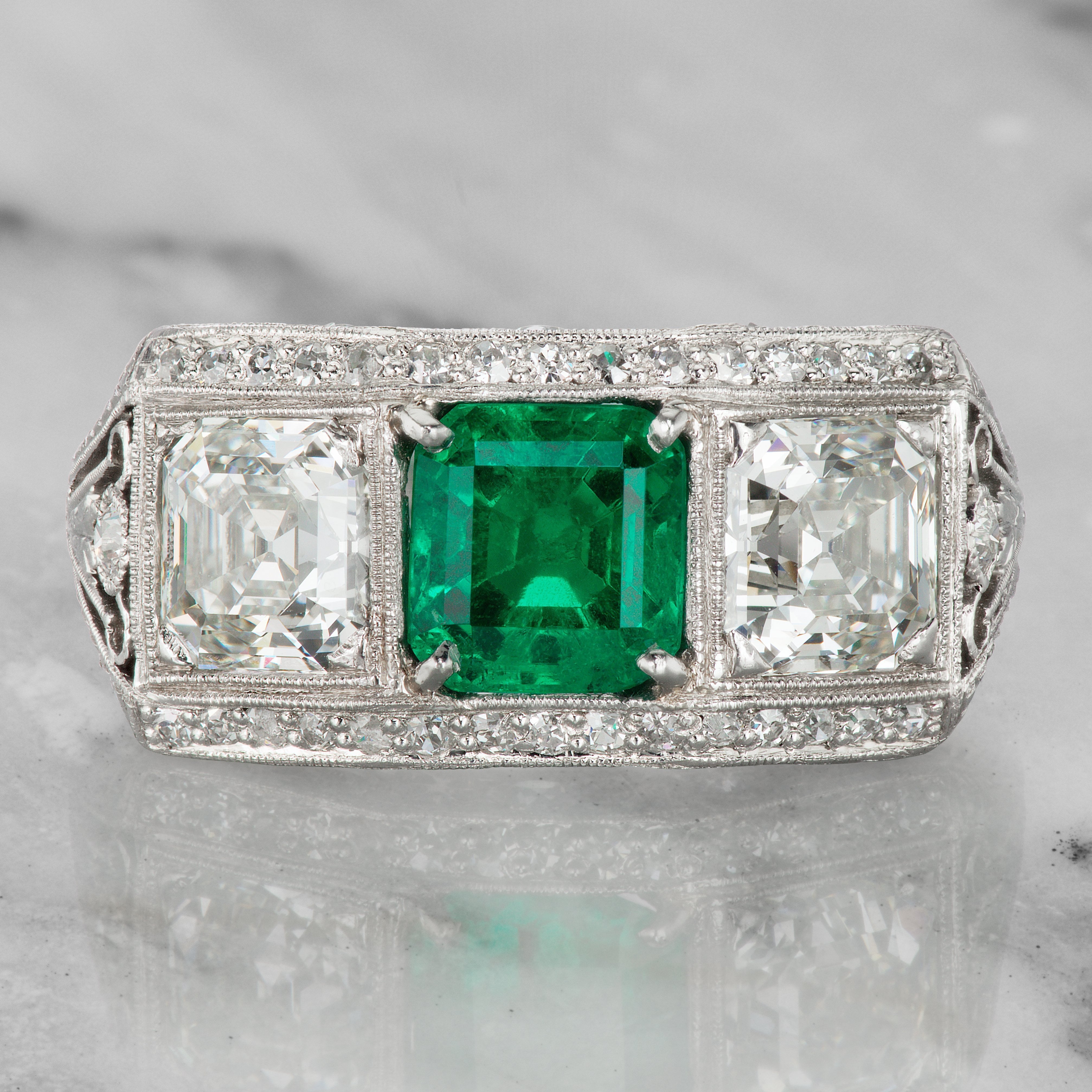 Colombian Emerald Engagement Ring Circa 1925 | Victor Barbone