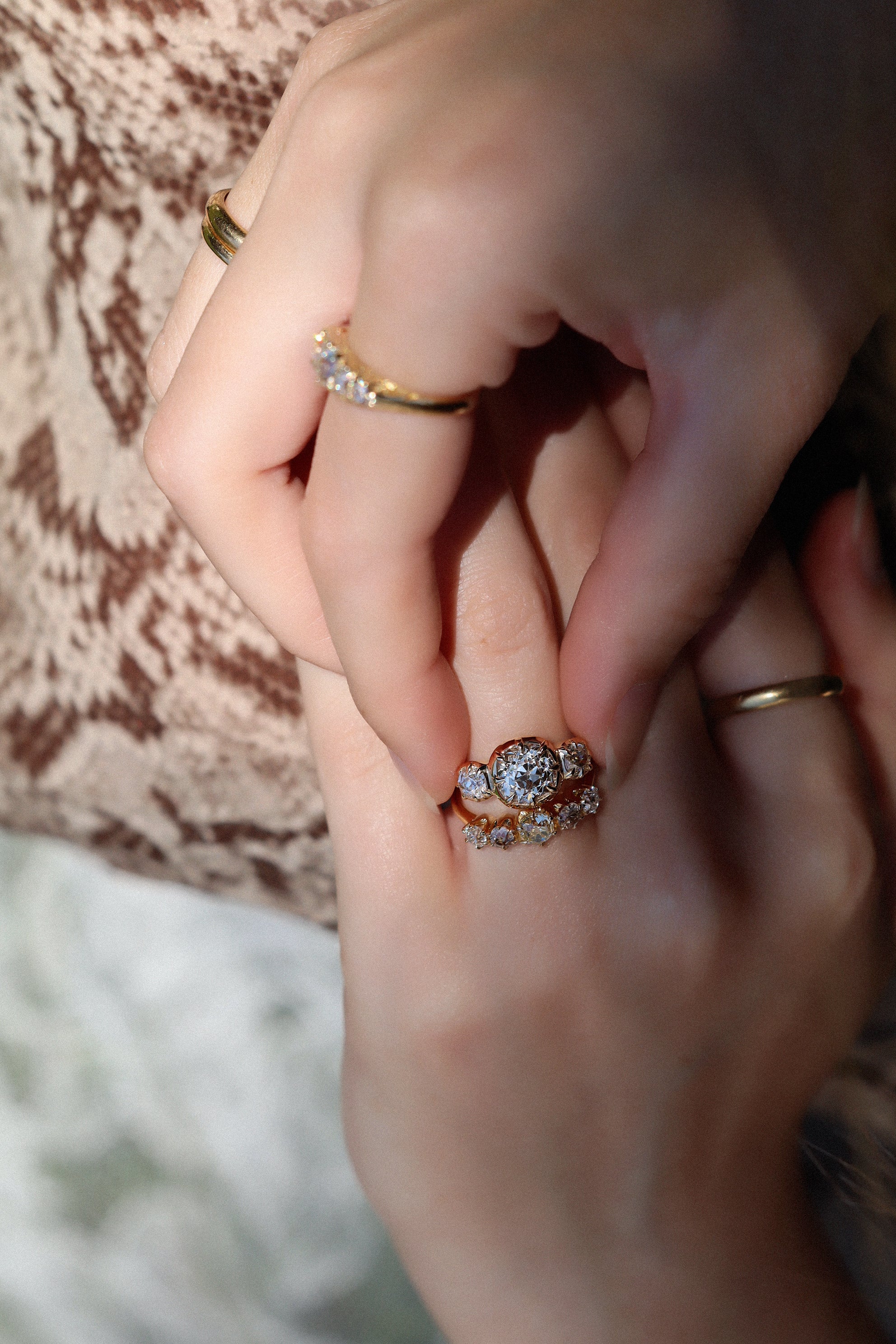 2-3 CaratsThree-stone diamond Rings for sale 