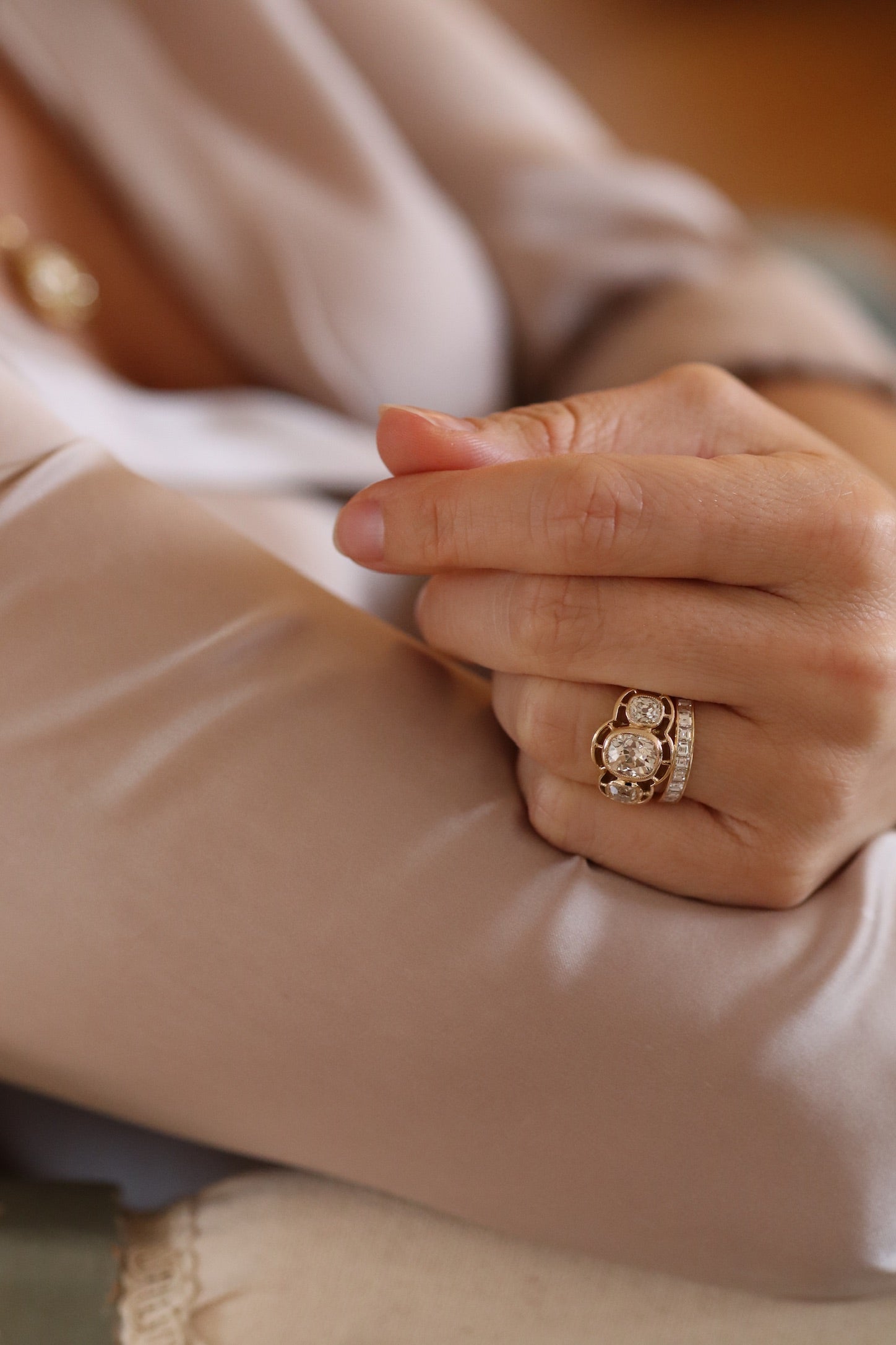 Solitaire Old Mine cut diamond Rings