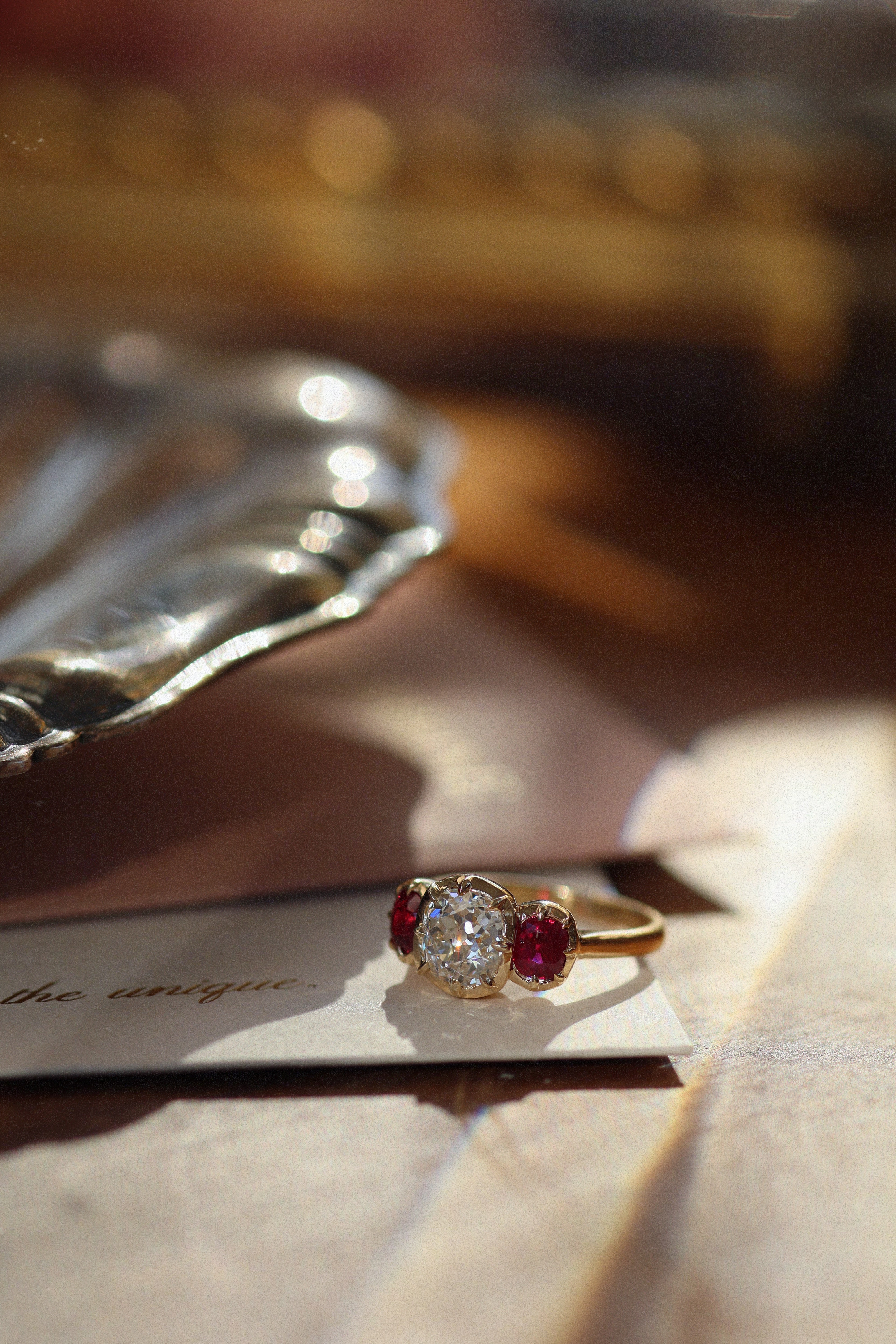 AB MADE diamond engagement ring with gemstone