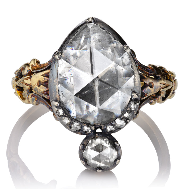 Rare Georgian Pear Rose Cut Diamond