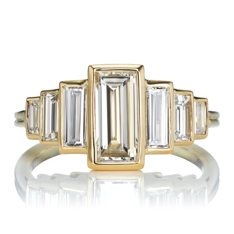 Bezel-Set Step Down Baguette Cut Diamond Ring