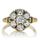 Antique Diamond Cluster Ring with Black Enamel Detail