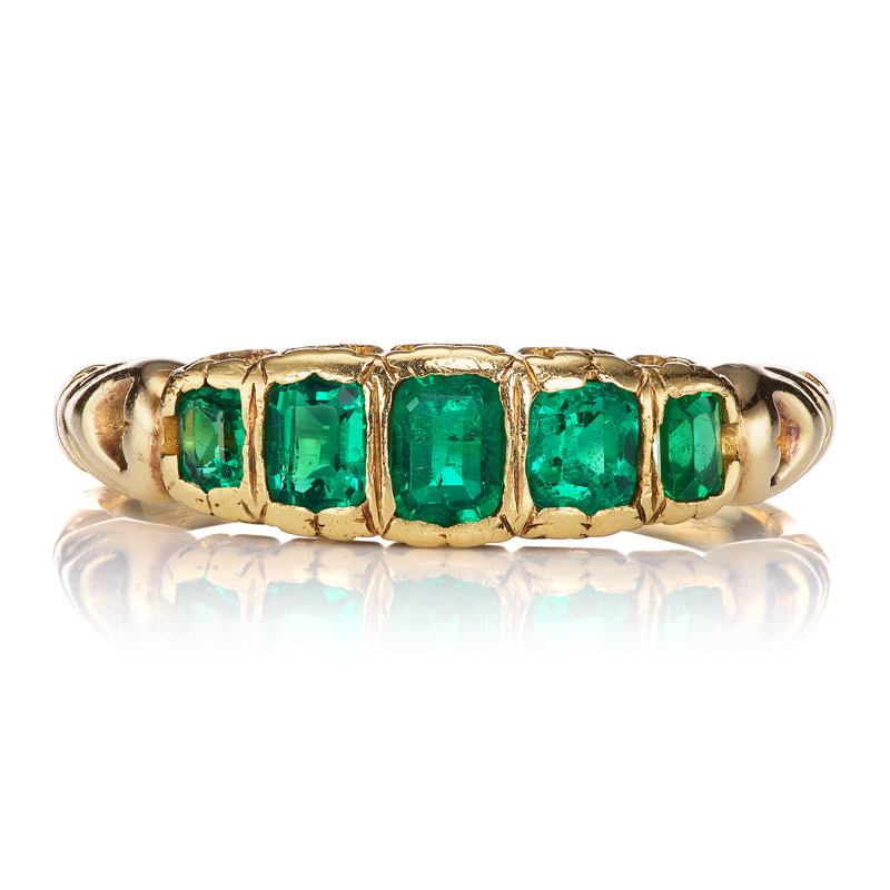 Antique Five Stone Emerald Band