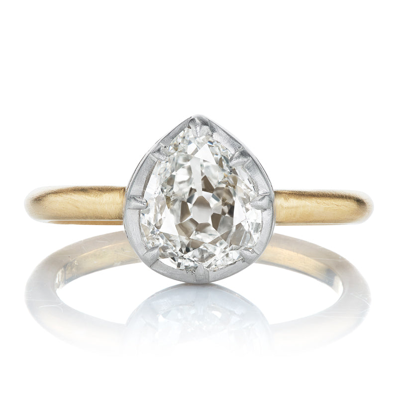 Bright 1ct Pear Cut Diamond in Two-Tone Setting