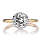 1.5 Carat Old Mine Cut Diamond Engagement Ring in Two-Tone Collet Setting