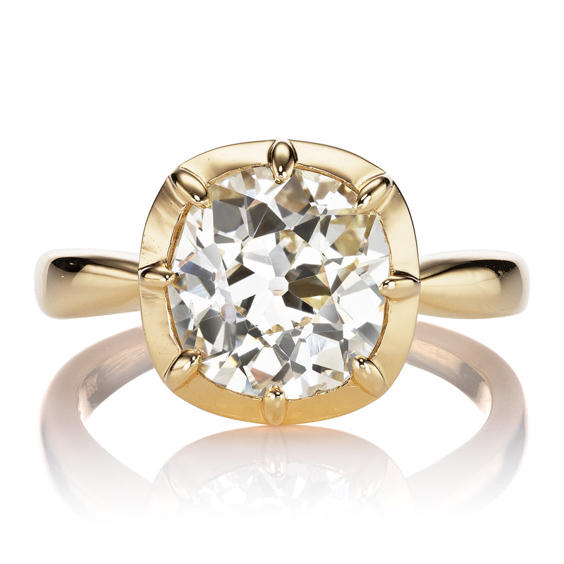 2.7 Carat Old Mine Cut Diamond in Gold Collet Setting
