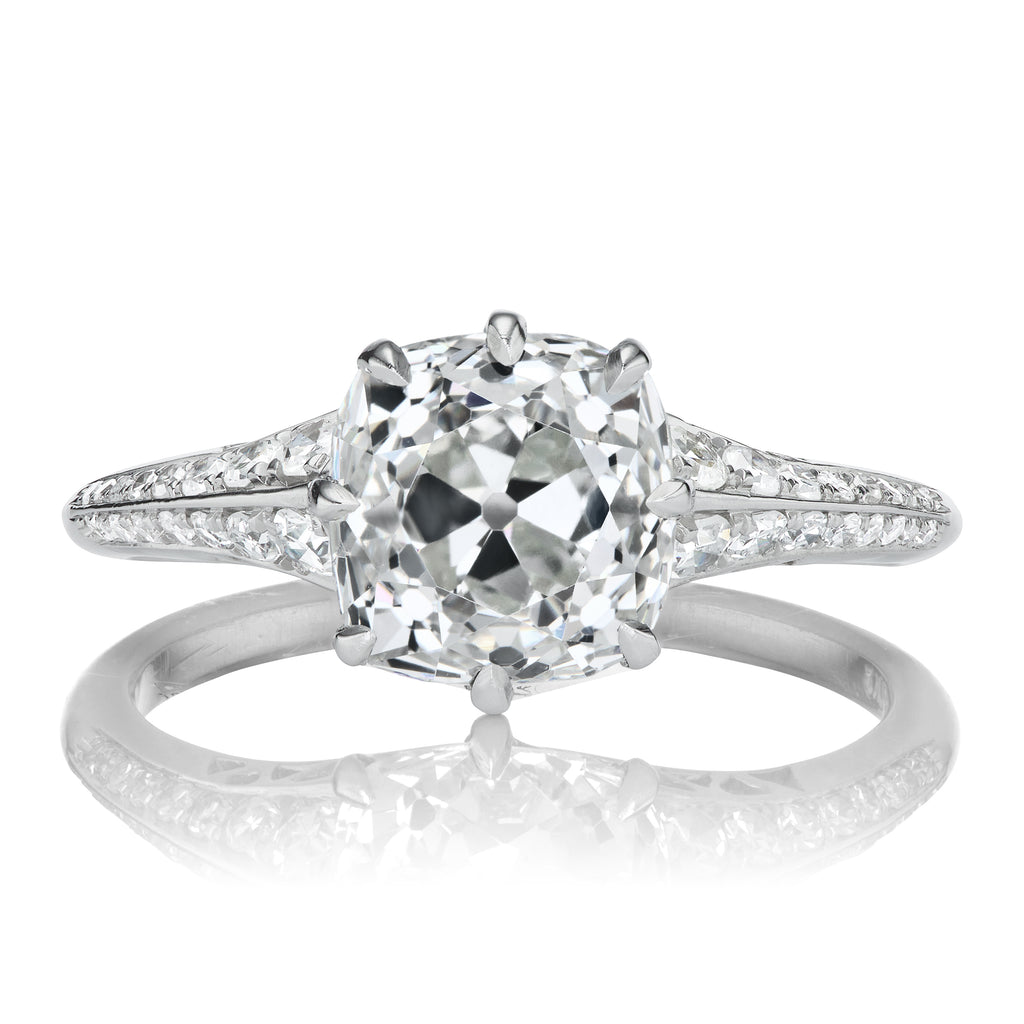 Colorless Old Mine Cut Diamond in Platinum Antique-Inspired Setting