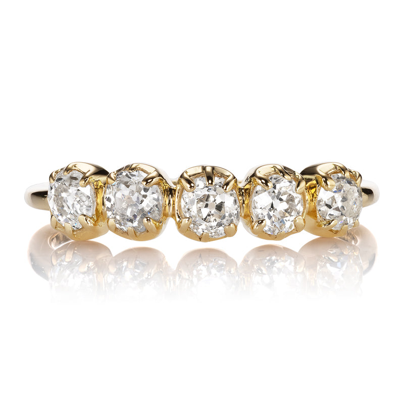 Old Mine Cut Diamond Band in Gold Collet