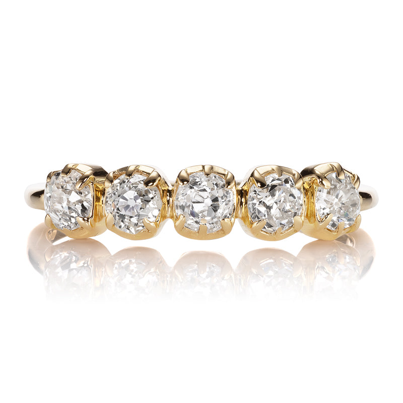 Old Mine Cut Diamond Band in Yellow Gold Collet