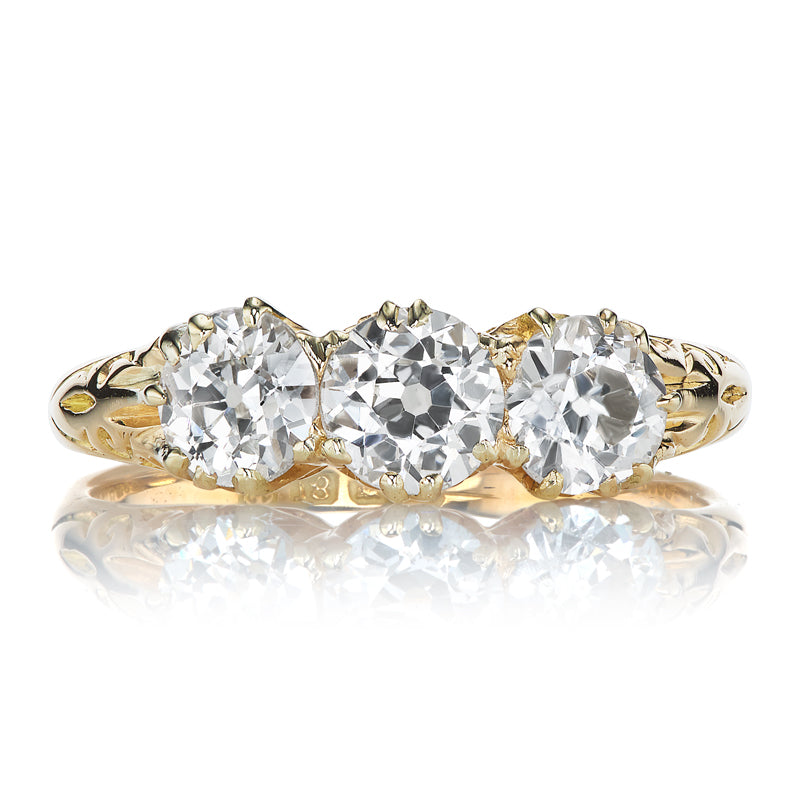 Antique Three Stone Old European Cut Half Hoop