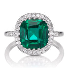 Glowing 3.27 Carat Zambian Emerald Ring with Diamond Halo