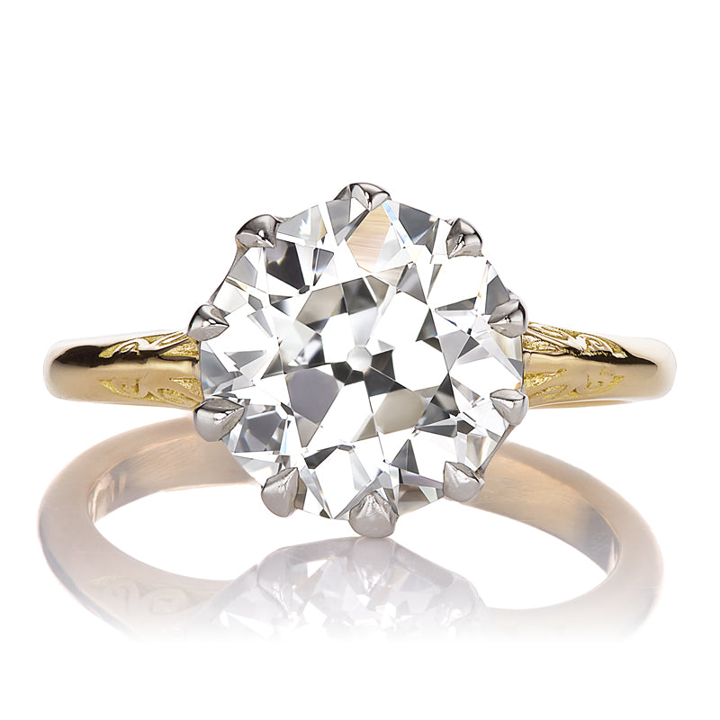 2.5ct Old European Cut Diamond in a Two-Tone Detailed Setting