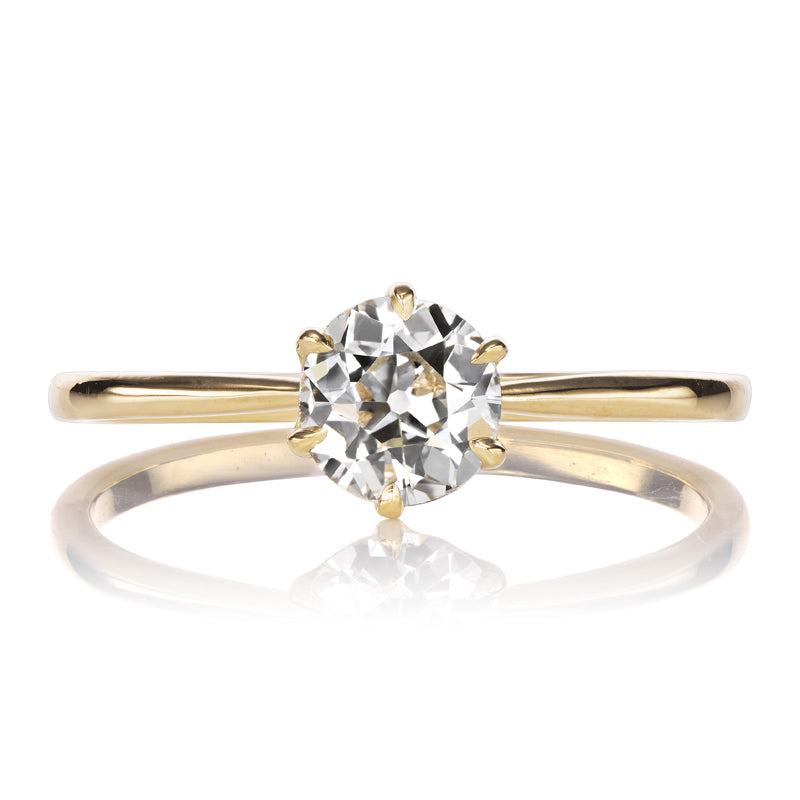 Classic 0.95 Carat Old European Cut Diamond Solitaire Engagement Ring in 18kt Gold
