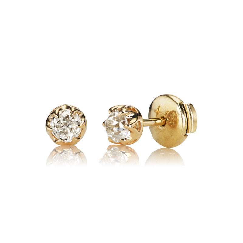 0.81 Carat Old Mine Cut Diamond Stud Earrings