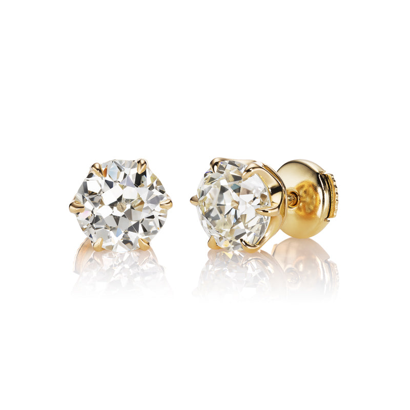4.5 Carat Old European Studs in 18kt Yellow Gold