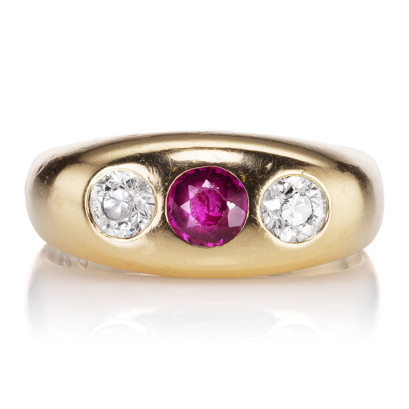 Antique Diamond and Ruby Gypsy Set Ring