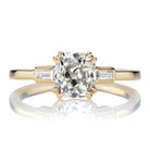 Old Mine Cut Diamond with Baguette Side Stones