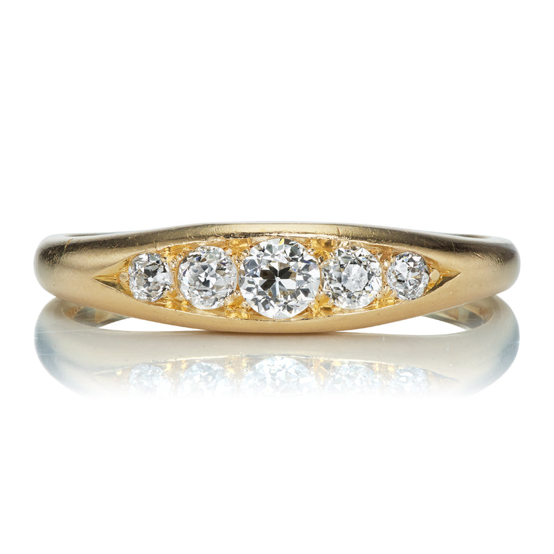 Tapered Antique Diamond Band in 18kt Yellow Gold