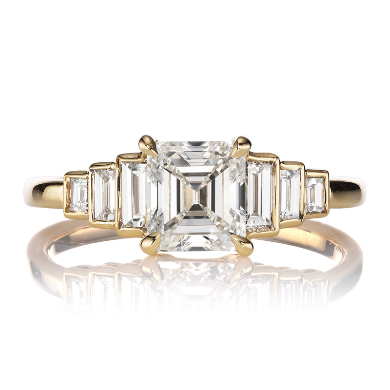 Asher Cut Diamond Ring with Step-Down Baguettes