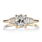 1.2 Carat Old Mine Cut Diamond Engagement Ring with Step Down Baguettes