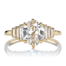 Antique Oval Cut Diamond Engagement Ring with Baguettes